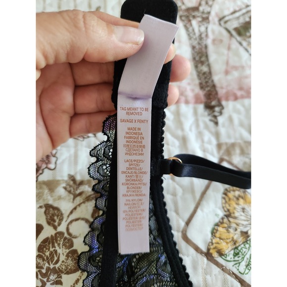 SAVAGE X FENTY Women's‎ Lace Bra Blue and black unlined Size 32B - Picture 8 of 11